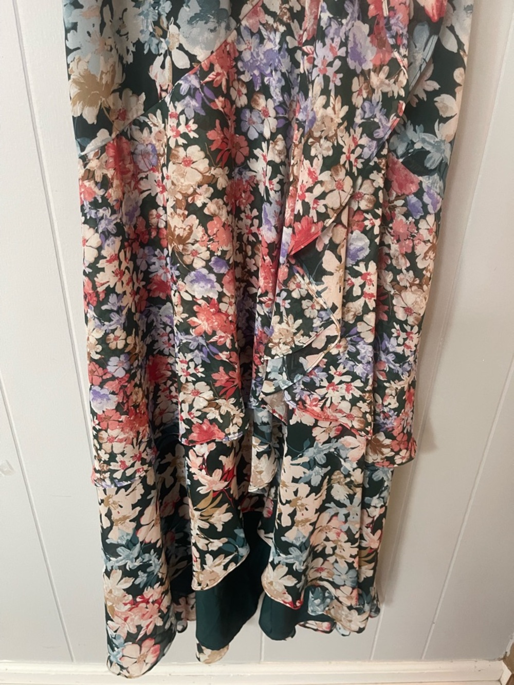 Lulu's Floral Asymmetrical Maxi Dress in Multicolor - Picture 4 of 6